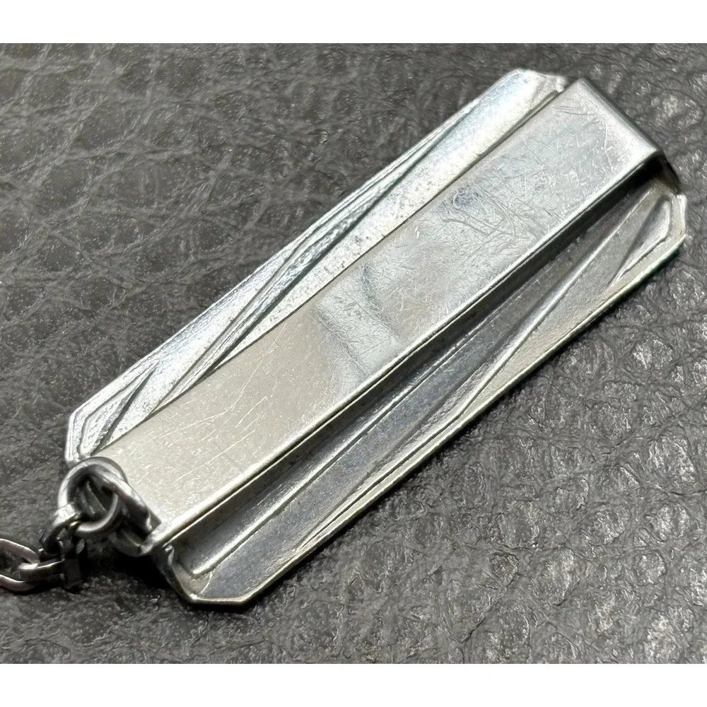 Vintage Art Deco Red Black Enamel Belt Watch Chain Dog Clip Silver Tone